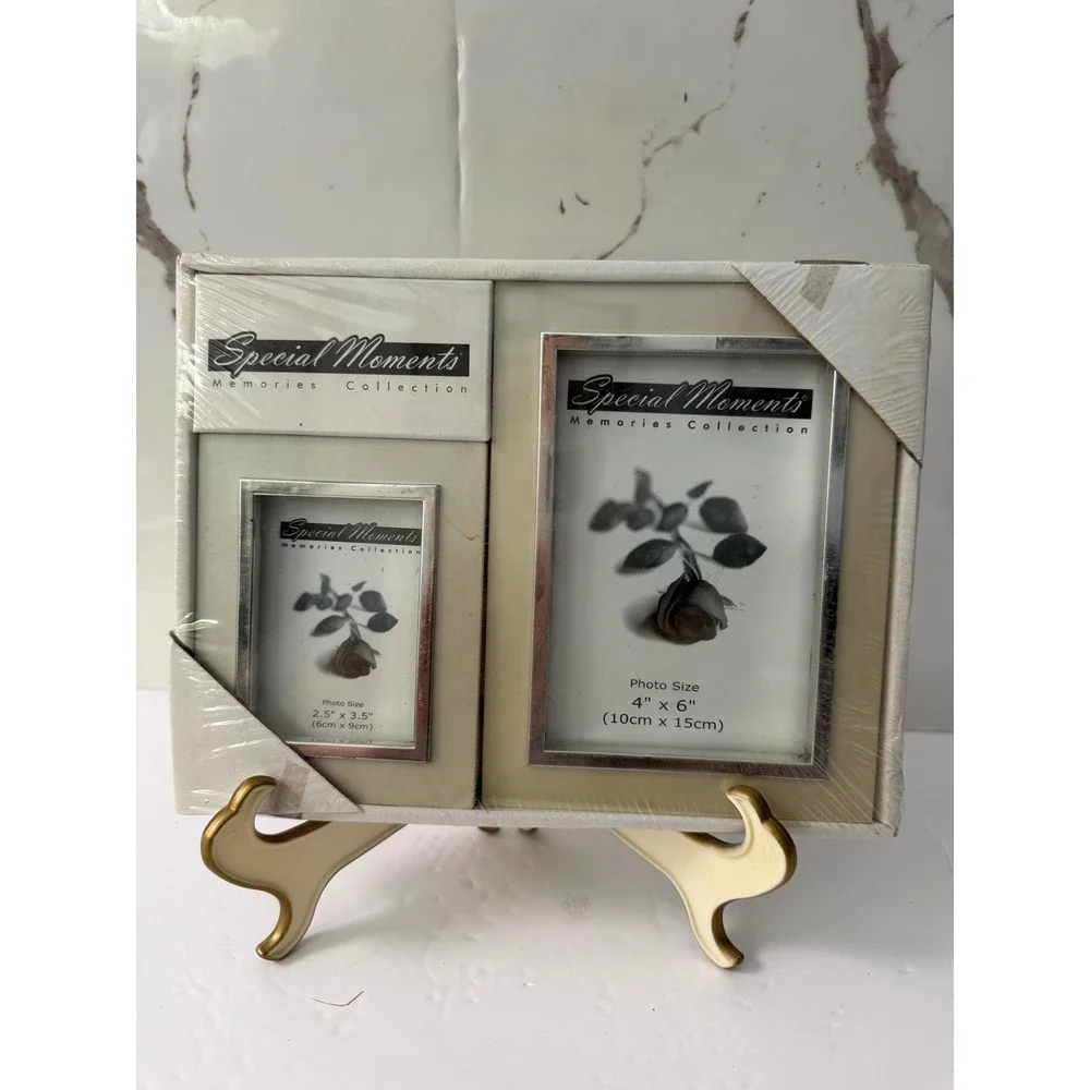 Vintage Special Moments Memories Collection Double Picture Frame 4x6 2.5x3.5